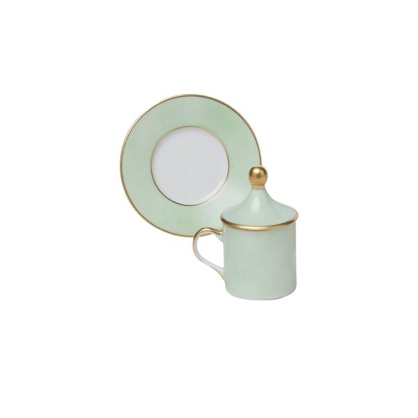 Tazza caffè con piatto e coperchio Cilindrica Verde