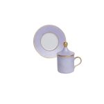 Coffee cup with saucer and lid Cylindrical Purple