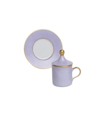 Tazza caffè con piatto e coperchio Cilindrica Viola