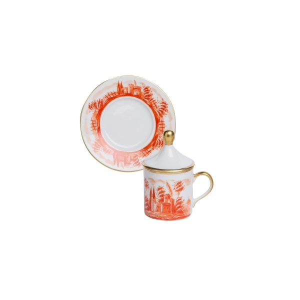 Tazza caffè con piatto e coperchio Paesaggio arancione