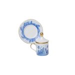 Tazza caffè con piatto e coperchio Paesaggio blu