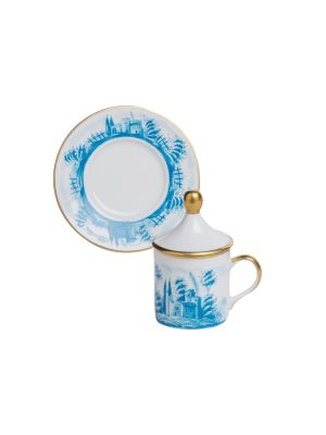 Tazza caffè  con piatto e coperchio Paesaggio celeste