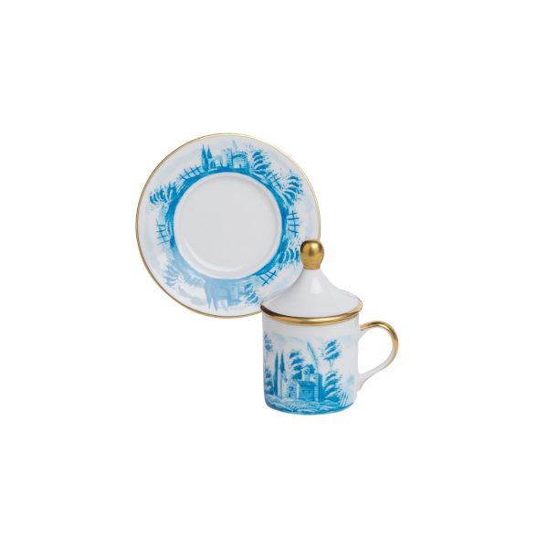 Tazza caffè con piatto e coperchio Paesaggio celeste