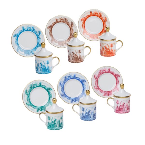 Tazza caffè con piatto e coperchio Paesaggio celeste