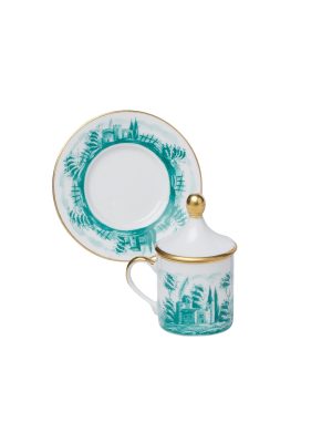 Tazza caffè  con piatto e coperchio Paesaggio verde