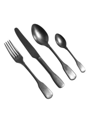 4-Piece Cutlery Set Stone Washed Steel Black