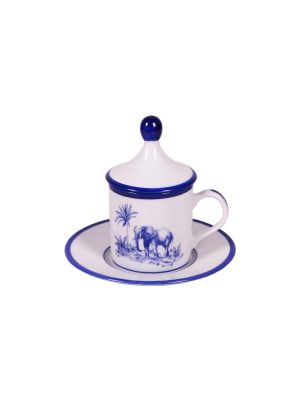 Tazza caffè con piatto e coperchio Elefante