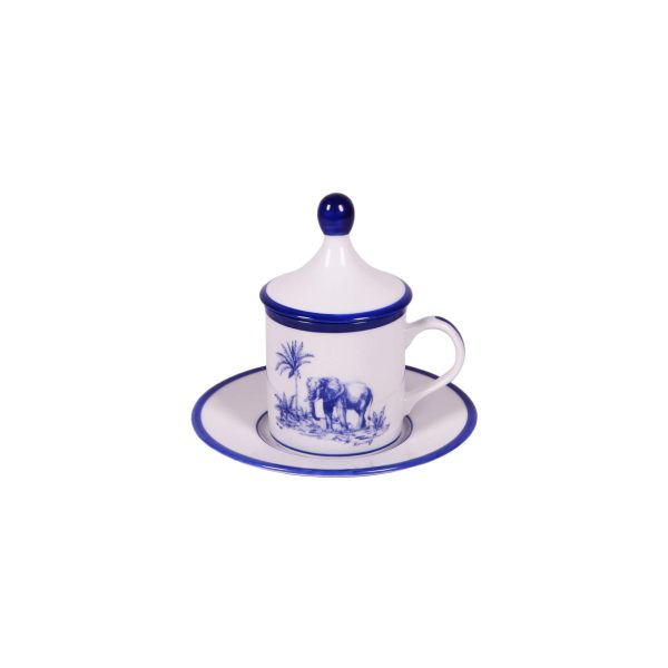 Coffee cup with saucer and lid Elephant