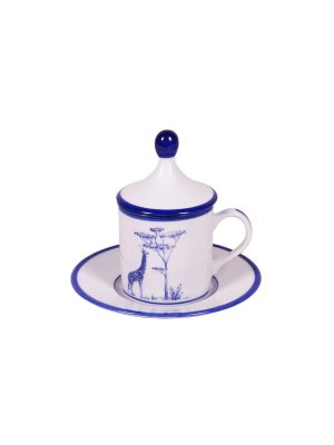 Tazza caffè con piatto e coperchio Giraffa