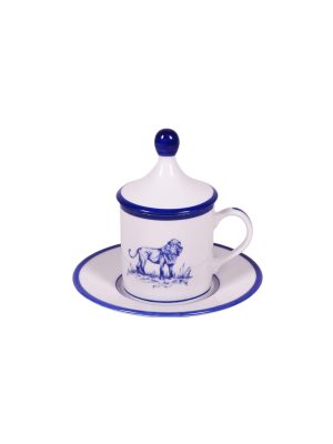 Tazza caffè con piatto e coperchio Leone