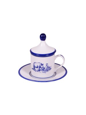 Tazza caffè con piatto e coperchio Rino