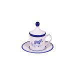 Zebra coffee cup with saucer and lid
