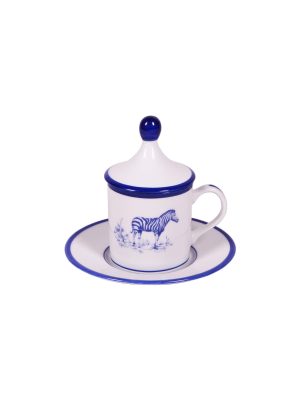 Tazza caffè con piatto e coperchio Zebra