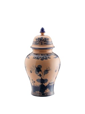 Vaso potiche con coperchio Cipria Oriente Italiano, 31 cm