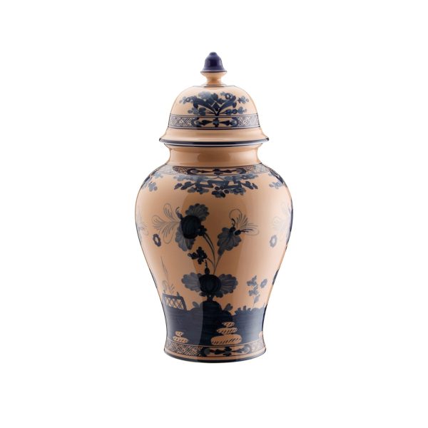 Vaso potiche con coperchio Cipria Oriente Italiano, 38 cm