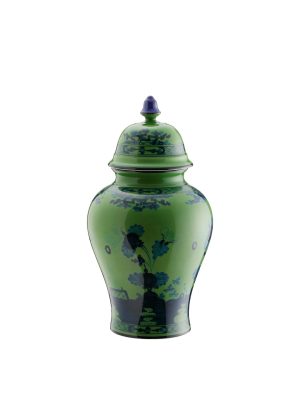 Vaso potiche con coperchio  Malachite Oriente Italiano 31 cm