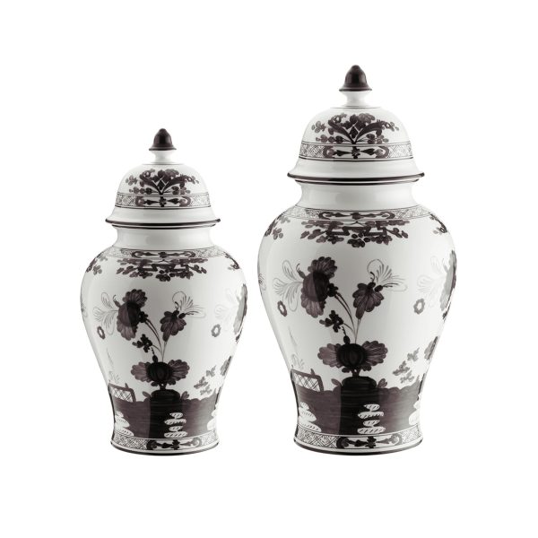 Vaso potiche con coperchio Albus Oriente Italiano 38 cm