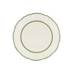 Round Ivory Porcelain Tray with Green Double-Line Ornament
