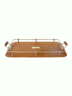 Traditional Rectangular Sheffield and Wood Tray with Handles 1890