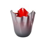 Fazzoletto Opalino Bicolore Grigio Rosso Venini Alto