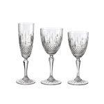 Crystal Water Goblet with Diamonds and Leaves