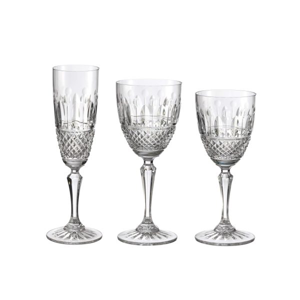 Crystal Water Goblet with Diamonds and Leaves