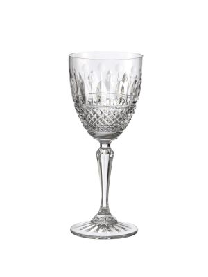 Crystal Water Goblet with Diamonds and Leaves
