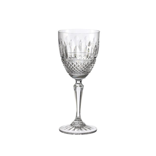 Crystal Water Goblet with Diamonds and Leaves