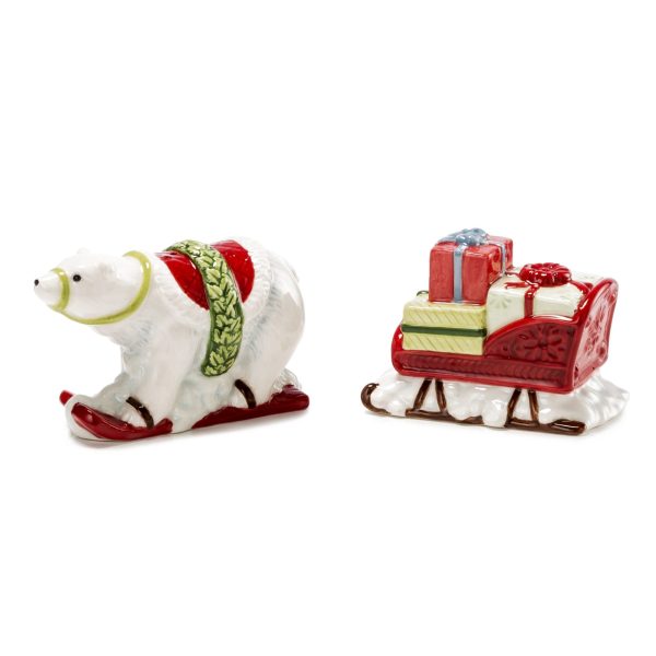 Polar Bear and Sleigh with Gifts Salt and Pepper Set
