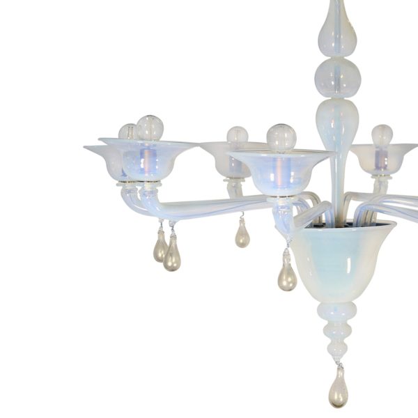 Lampadario Ugo Poggi a 8 braccia, San Giorgio 8 luci seta e oro