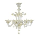 Lampadario Ugo Poggi , San Marco 8 luci trasparente e oro