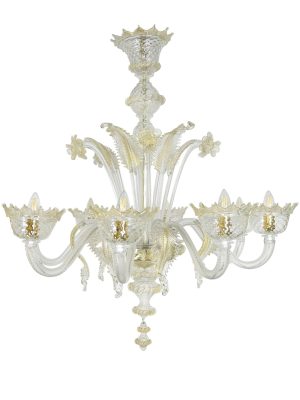 Lampadario Ugo Poggi , San Marco 8 luci trasparente e oro