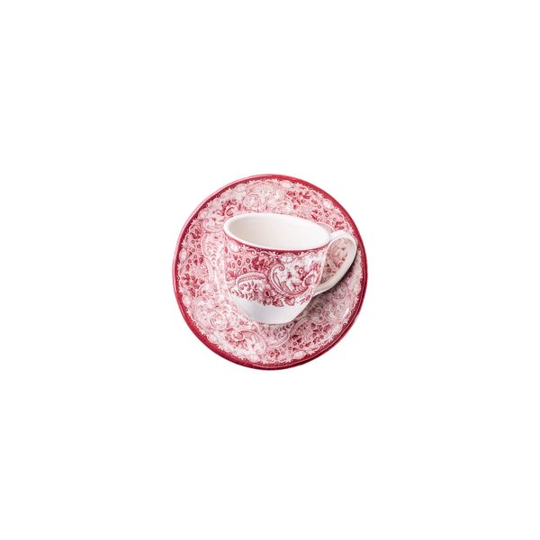 Tazza caffè con piattino Old England Rosso