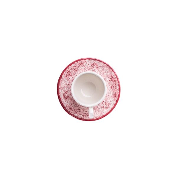 Tazza caffè con piattino Old England Rosso