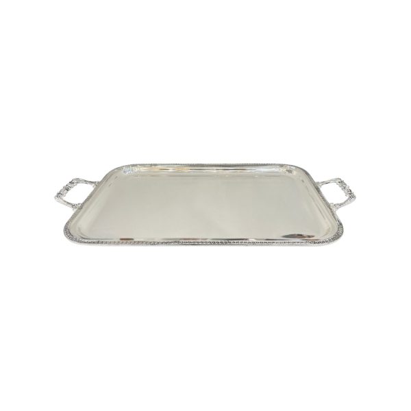 Rectangular tray with handles in Silver Plated Empire style