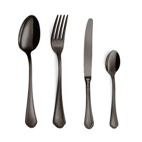 Set Posate 4 Pezzi Ornato Nero