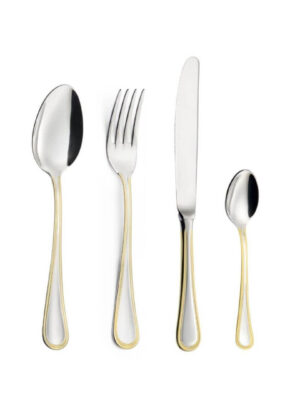 Set Posate 4 Pezzi in Acciaio Inglese Oro