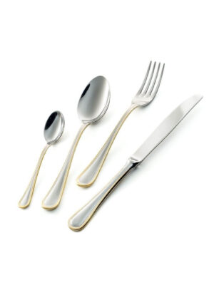 Set Posate 4 Pezzi in Acciaio Inglese Oro-2