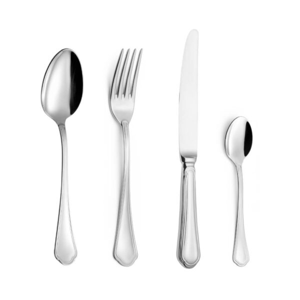 Set Posate 4 Pezzi in Acciaio Ornato