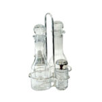 Oliera 4 pezzi in silver plated con bottiglie in cristallo