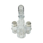 Oliera 4 pezzi in silver plated con bottiglie in cristallo