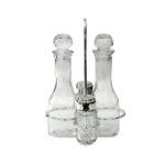 Oliera 4 pezzi in silver plated con bottiglie in cristallo