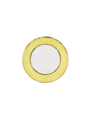 Piatto Frutta Ornato Bouquet Giallo Pastello