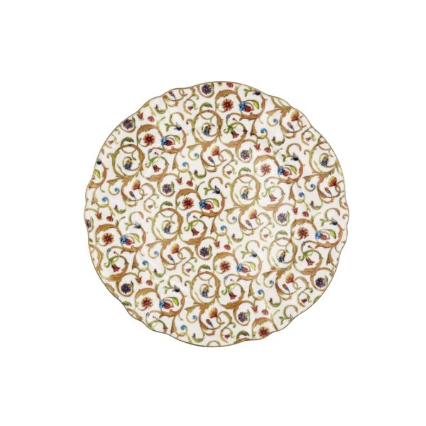 Ornate Round Tray with Full Scroll Decoration