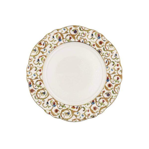 Round Tray with Ornate Swirls Border Decoration