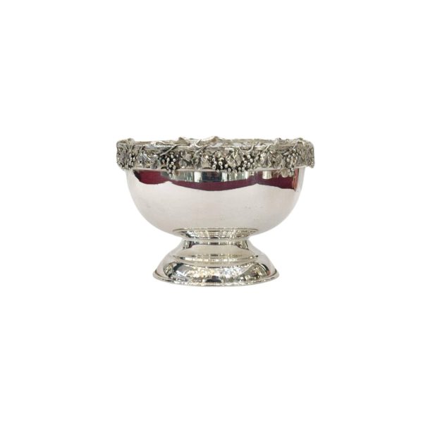 Large Silver Bowl with Grape Rim