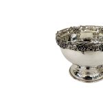 Large Silver Bowl with Grape Rim