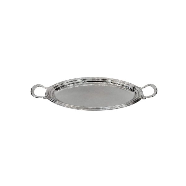 Small Oval Tray with Handles in Silver