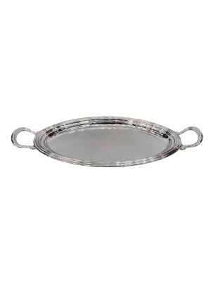 Small Oval Tray with Handles in Silver