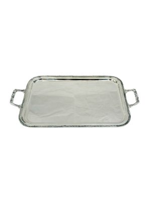 Rectangular Tray with Handles in Medium IMPERO Silver Alloy.
